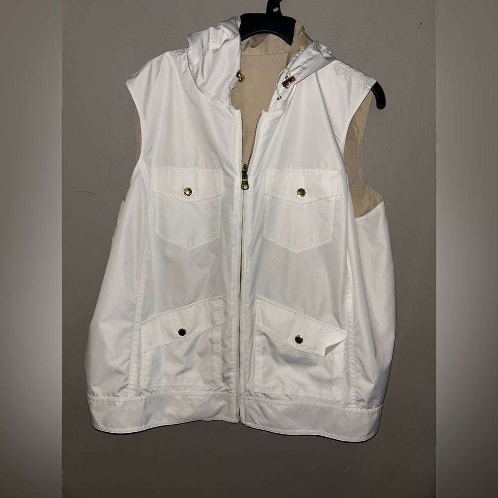 Lauren Ralph Lauren Vest - reversible white/tan hooded full zip